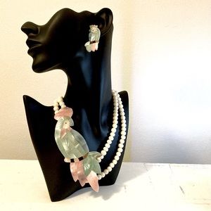 Parrot Necklace and Earring Set, mother of pearl Made in the Philippines